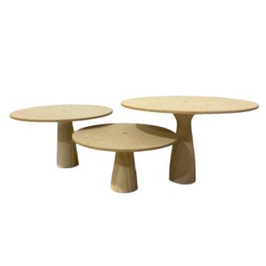 Imagem de Kit 3 Boleiras Torneada Cogumelo Bandeja Decoração Festa Mdf - ARTESAN