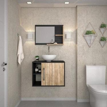 Imagem de Conjunto para Banheiro Gabinete com Cuba Redonda R30 e Espelheira Laur