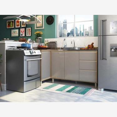 Imagem de Cozinha de Canto Pequena 2 Peças com Aéreo Balcão Canto e Balcão para 