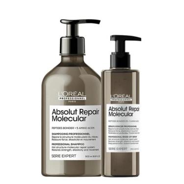 Imagem de Kit L'Oréal Professionnel Absolut Repair Molecular Shampoo 500 e Sérum