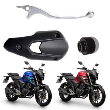 Imagem de Manete Freio + Protetor Escape Preto + Peso Guidão Fz25 Fazer 250 - Ya