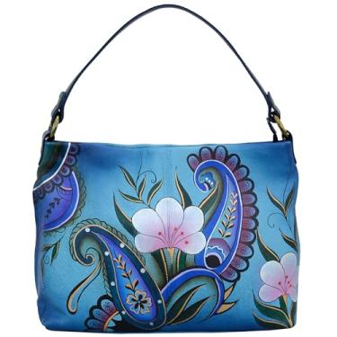 Imagem de Anna by Anuschka Hobo feminino de couro pintado à mão com ombro grande, Jeans Paisley Floral, One Size