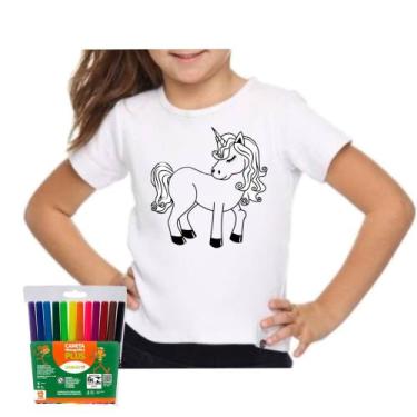 Imagem de Camiseta camisa infantil menina colorir unicórnio canetinhas - Dogs, B