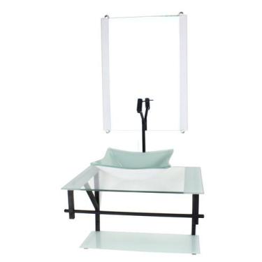 Imagem de Gabinete de vidro para banheiro 60cm ap cuba quadrada  branco - CUBAS 