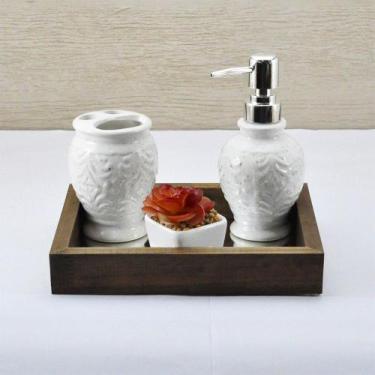 Imagem de Bandeja -P TRADICIONAL- Lavabo Banheiro Espelhada Pés silicone Madeira