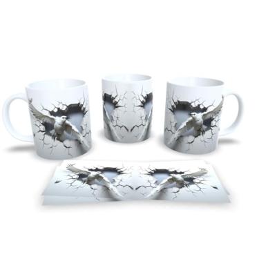 Imagem de Caneca Branca de Porcelana Personalizadas Arte Espelhadas em 3D Animais (Passaro 15)