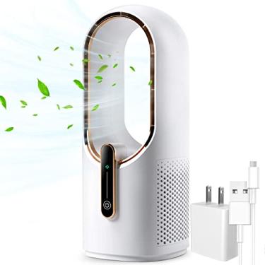 Imagem de Ventilador de mesa KONSIDEN sem pás, 30 cm, pequeno, silencioso, ajuste de 3 velocidades, controle de toque, fácil de limpar, para escritório, sala de estar, quarto