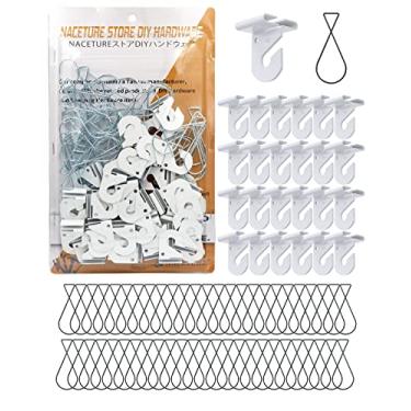 Imagem de Gancho de teto suspenso de 75 peças para pendurar – Pacote com 25 ganchos de teto brancos resistentes e 50 pacotes de clipes de teto suspensos, decorações de teto suspenso, cabide de azulejo para sala de aula, escritório, casa, casamento