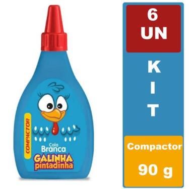 Imagem de Kit 6 Cola Branca Galinha Pintadinha 90g Lavável Atóxica - Compactor