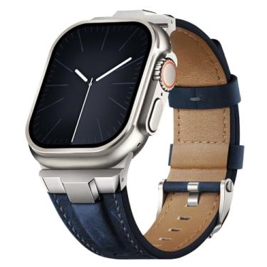 Imagem de Suitisbest Pulseiras de couro compatível com Apple Watch Ultra de 49 mm, 46 mm, 45 mm, 44 mm e 42 mm, pulseira de couro genuíno para iWatch séries 11, 10, 9, 8, 7, 6, 5, 4, 3, 2, 1, SE 3 2 1, Ultra 3
