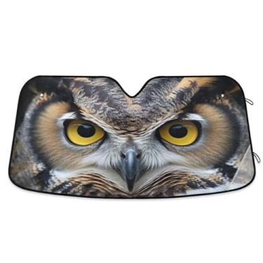 Imagem de GOODOLD Para-brisa com padrão de coruja, para carros, caminhões, SUVs - Defesa contra raios UV, para-sol frontal dobrável, refrigerador interior do veículo (147 x 80 cm)