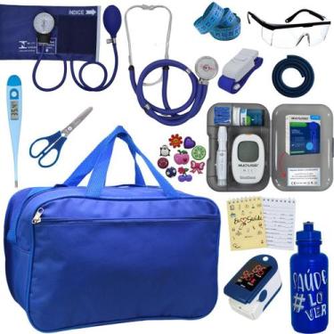 Imagem de Kit Bolsa Cores Aparelho de Pressao Esfigmomanometro Estetoscópio Medi