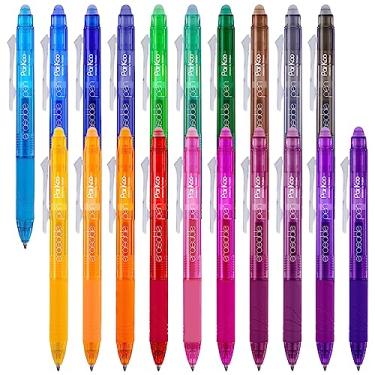 Imagem de ParKoo 20 cores retráteis apagáveis canetas de gel clicker, ponta fina de 0,7 mm, faz com que os erros desapareçam, aderência confortável para planejadores de desenho, escrita e palavras cruzadas