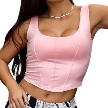 Imagem de Cropped Cintilante em V com Alças Dazy - Lush!, Rosa bebê, M