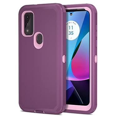 Imagem de Jiunai Capa para Moto G Play 2023, G Pure Case G Power 2022, resistente, à prova de choque, camada dupla, proteção contra quedas, armadura híbrida para uso externo, capa fosca robusta para Motorola G Play 2023, roxo