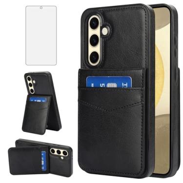 Imagem de Asuwish Capa de telefone para Samsung Galaxy S24 FE 5G com protetor de tela de vidro temperado e suporte para cartão de crédito capa carteira suporte acessórios de celular de couro S 24 EF S24FE 24S