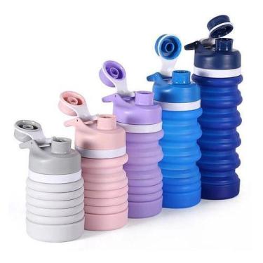 Imagem de Garrafa Silicone Retratil Dobrável 550 Ml Colorido - oem, Azul-claro