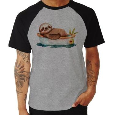Imagem de Camiseta Raglan Ursinho Panda Relaxando Na Piscina - Foca na Moda, Cin