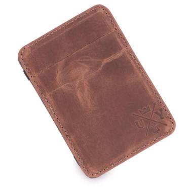 Imagem de Carteira Mágica em Couro Espaço CNH Cédulas Notas Envio Imediato - Use