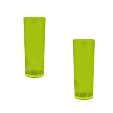 Imagem de Kit 2 Copos Long Drink Cristal Amarelo Neon 330Ml Plástico - Bb Store