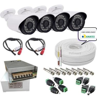 Imagem de Kit 4 Câmeras 6146 AHD + Acessórios +Fonte +Cabo +Microfone - EJCV