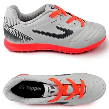 Imagem de Chuteira Society Topper Cup Infantil Original com NF, Branco, Cinza, 3