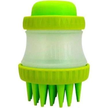 Imagem de Escova Pet de Silicone para Banho Massageador e Dispenser de Shampoo p