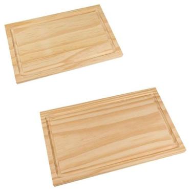 Imagem de Kit 2 Tábuas com canaleta 28x17 Cm e 32x20 Cm de pau madeira - Edal
