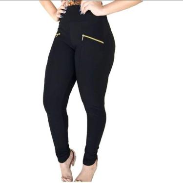 Imagem de Calça Leggings Montaria Cintura Auta Com Dois Bolsos Com zíperes Tecid