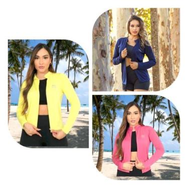 Imagem de Kit 3 Casacos feminino proteção solar UV 50+ FPS - Force, Amarelo, Az 