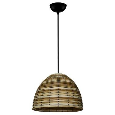 Imagem de Lustre Pendente Luminaria Rustica De Junco - 35cm - Chácara, sitio - L