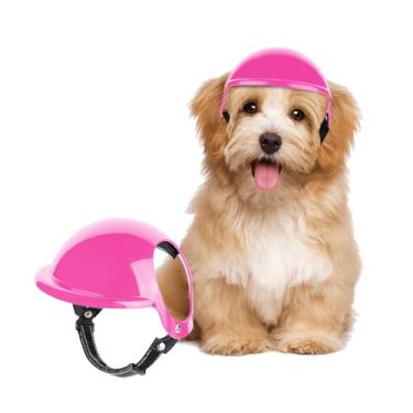 Imagem de PETLESO Capacete de cachorro para cães pequenos capacete de bicicleta para cães com orifícios de orelha, alça ajustável capacete de segurança para cães e motocicletas chapéu para animais de estimação
