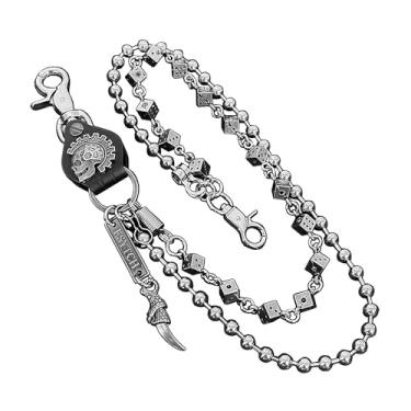 Imagem de Calça jeans masculina de bicicleta forte punk rocker para motociclista, corrente de chaveiro, chaveiro, carteira masculina, Preto, tamanho �nico