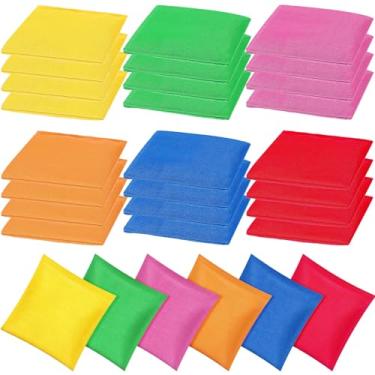 Imagem de Foilswirl Conjunto de 36 sacos de feijão de nylon de 12,7 cm x 12,7 cm para jogar sacos de feijão coloridos para crianças jogando à mão, jogos de família, sacos de feijão para suprimentos de festa