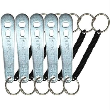 Imagem de Chaves de cilindro de oxigênio médicas de metal com cabos elásticos, Aço e prata, 5-Pack