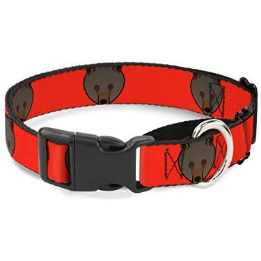 Imagem de Buckle-Down Coleira de cachorro marrom Bear Repeat Orange Gamarra com 3,8 cm de largura - serve para pescoços de 40,6 a 58,4 cm - Médio