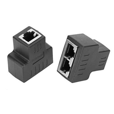 Imagem de 2pcs Adaptador de Cabo Ethernet Rj45 Lan Conector Extensor Divisor para Conexões de Fio de Internet Adequado para Escritório Em Casa Preto (Preto)