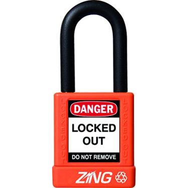 Imagem de Zing Green Products 7042 Cadeado de segurança RecycLock, chave diferente, laranja, grilhão de 3,5 cm, corpo de 3,5 cm