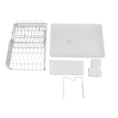 Imagem de Rack de Secagem de Pratos de Camada Dupla, Rack de Secador de Pratos Dobrável de 2 Camadas Com Orifícios de Ventilação, para Armazenamento de Utensílios de Cozinha, Fácil (WHITE)