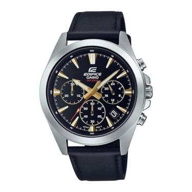 Imagem de Casio Relógio masculino Edifice analógico cronógrafo mostrador preto pulseira de aço inoxidável, Preto, Standart, Clássico