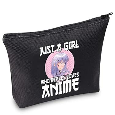 Imagem de WZMPA Bolsa de cosméticos para cosplay de anime para fãs de anime, presente apenas uma garota que realmente ama anime maquiagem bolsa com zíper bolsa anime meninas adolescentes mercadoria, Really