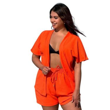 Imagem de CONJUNTO FEMININO KIMONO/CARDIGAN E SHORT PLUS SIZE-Feminino