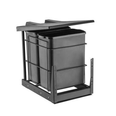 Imagem de Lixeira Deslizante Dupla 40l Embutir com amortecedor Schmitt, Preto