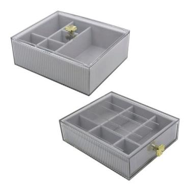 Imagem de Conjunto 2 Organizadores Multiúso Porta Joias Portátil Divisória Gavet