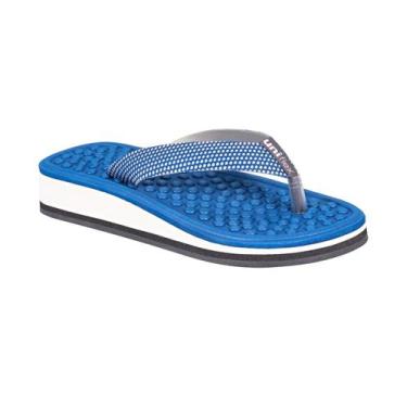 Imagem de Chinelo Ortopédico Uniflex Dores nas pernas e nos pés, Azul, Branco, 4