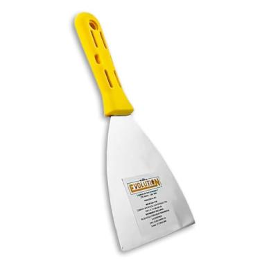 Imagem de Espátula Aço 10,16cm 4" Pol Inox Flexível Evolution C/Cabo de Plástico Para Gesso Drywall Acabamento Pintores Profissional Original Cor - Amarelo e Prata