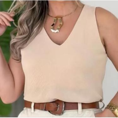 Imagem de Blusa Regata Alça Grossa tecido duna feminina - étika modas, Preto, M