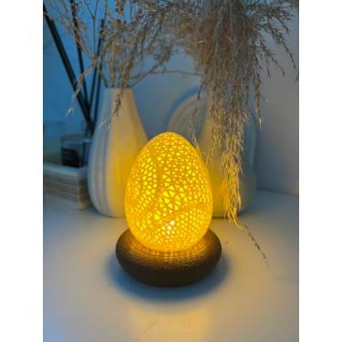 Imagem de Ovo de Páscoa Vela de LED Luminaria Decoração (Ovo: Branco/Base: Marrom)