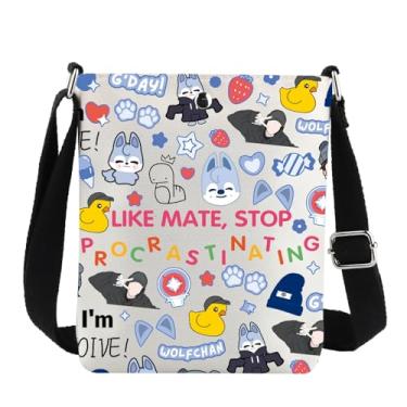 Imagem de G2TUP K Pop SKZ Bolsa tiracolo K Pop SKZ Wolf Gifts Like Mate Stop Procrastinating Gifts SKZ Wolf Shoulder Bag, Like Mate