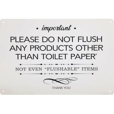 Imagem de Placas de banheiro engraçadas arte de parede Do Not Flush Rules placa de banheiro pronto para colar acabamento premium durável 20 x 30 cm